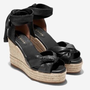 Cole Haan Women's 8.5 Cloudfeel Hampton Wedge Sandals Black Leather